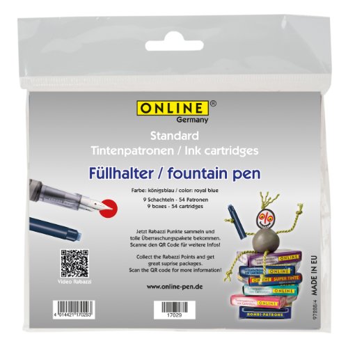 Online 17029 – Füllhalter Tintenpatronen, 9 Pack, blau - 3