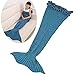 Produktbild Likeep Kinder Meerjungfrau Decke Mit Lotus-Spitze Gestrickte Meerjungfrauschwanz - Decke Kuschelige Flauschedecke Spezielle Blanket Quilt auf Sofa ,im Auto ,oder im Schlafzimmer, 140cm x 70cm (LxB) (Blau)