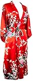 La túnica de lencería tiene un escote ancho en forma de V, emparejando cinturón. Manga suelta para cómodo. Las mangas del vestido son de estilo típico kimono asiático. No todo el camino hasta la muñeca, Pero en cambio las mangas bajan un poco por el antebrazo. Esto hace que la bata de baño para mujer sea práctica cuando se hacen las tareas cotidianas en la casa y se visten con un pijama o ropa de dormir sexy.