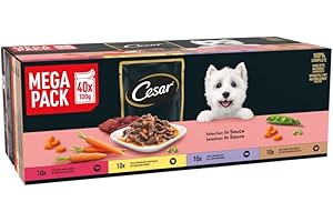 Cesar Selektion in Sauce Premium mokra karma dla psów w worku porcjowanym, 4 odmiany, 40 x 100 g