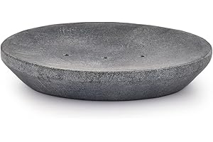 Indus Lifespace Handmade Indian Stone Soap Dish - Grey Soapdish - Bathroom Accessories for Sink, Tub or Shower - 12.7cm x 10.16cm