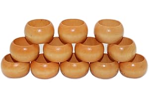 AILINDA Handcrafted Rustic Wood Napkin Rings for Dinner Table Decoration, Set of 12