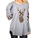Produktbild Berimaterry Damenmode Langarm Weihnachten Elch Kopf Pailletten Print Bluse T-Shirt Tops Long Sleeve