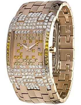 Moog Paris Jewel Rain Damen Uhr mit Rosegoldenem Zifferblatt, Swarovski Elements & Rosegoldenem Armband aus Edelstahl...