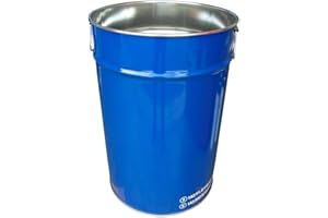 PACK SERVICES SRL Fusto in ferro conico apertura totale, capacità 60 Lt, ADR/ONU per solidi e liquidi, coperchio con cravatta (escluso), corpo blu interno grezzo