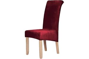 smiry Stretch Chair Covers for Dining Room,Wine Red Set of 6 Velvet Large Dining Chair Slipcovers