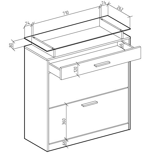 Schuhschrank Kipper LED Beleuchtung hochglanz Schuhkipper Schuhkommode weiß - 6