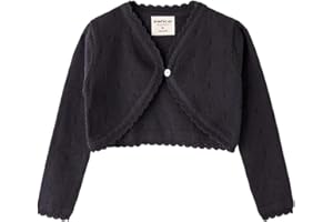 PythJooh Baby Girl Summer Bolero Cardigan Kid One-Botton Crochet Knitted Shrug and Boleros Cardigan Sweaters for 2-9Years