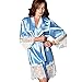 Produktbild YCQUE Frauen Sexy Seide Gebundene Taille Geschenke Attraktive Entworfene Wäsche Kimono Dressing Babydoll Dessous Bademantel Nachtwäsche Charming (Hellblau, XL)