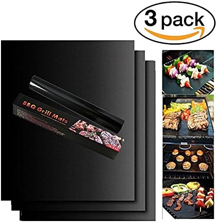 3pcs Non Stick BBQ Grill Mats Reusable and Heat Resistant BBQ Oven Liner Baking Mat FDA-Certificated for Indoor Outdoor BBQ Works