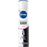 NIVEA Kadın Sprey Deodorant Black&amp;White Invisible Clear 150 ml,72 Saat Terleme ve Ter Kokusuna Karşı Anti Perspirant Koruma, 