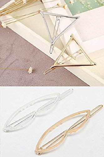 zhichengbosi 7 minimalistisch Dainty Gold Silber Hohl Geometrische Metall Haarspange Haar Clip Zangen, Kreis, Dreieck und Mond etc. silber - 2