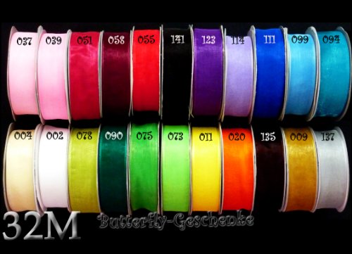 32m Organzaband 25mm (037 hell rosa) // ohne Draht Schleifenband Dekoband Geschenkband Hochzeit Chiffonband uni 2,5cm