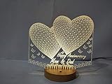 Apna Photo Personalised Handcrafted Wooden Base 3D LED Night Lamp with Customised Name and Tagline (White)