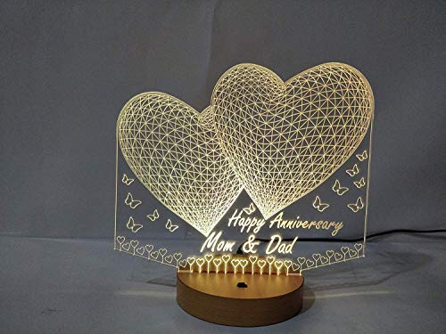 Apna Photo Personalised Handcrafted Wooden Base 3D LED Night Lamp with Customised Name and Tagline (White)