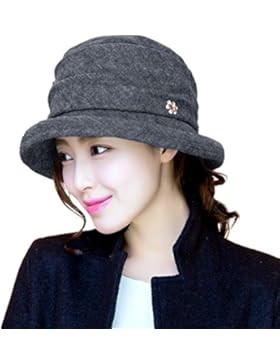 SIGGI Wolle 1920s Retro Glockehut Fischerhut für Damen Klassisch klappbar Bowler Hut Winter
