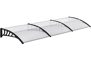 Outsunny Front Door Canopy, Outdoor Awning, 303 x 96cm Rain Shelter for Window, Porch and Front/Back Door, Clear