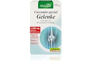 ‎ALSIROYAL Alsiroyal Curcumin spezial Gelenke 90 Stk. – Hochdosierter Kurkuma-Extrakt, Vitamin C für Kollagenbildung, pflanzliches Vitamin D3 - für gesunde Knorpel & Knochen – Einfache Anwendung
