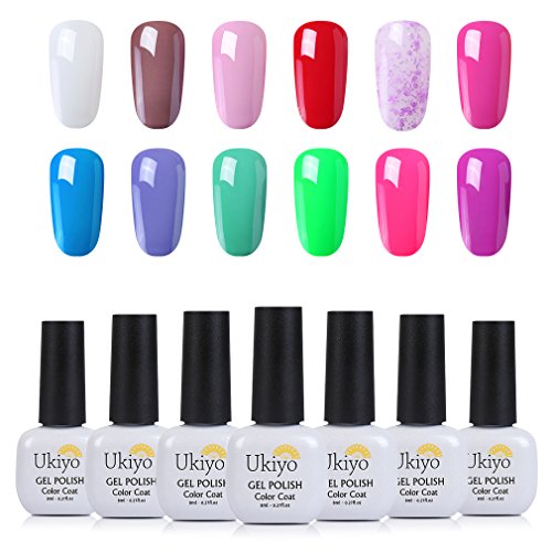 Ukiyo 12PCS Soak Off kit smalto semipermanente Notte luminosa 8ml UV LED in Gel polish Nail Art set