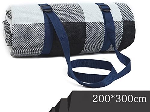 HWF Picnic Blankets Black And White Grid Picnic Mats Waterproof Moisture Pad Sponge Filled Multi-size ( Color : Black and white grid , Size : 200*300cm )