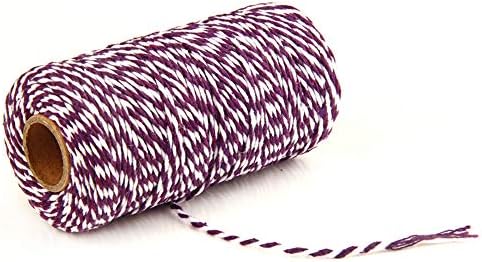 Bicolor ​String Twine, Multifunctional​ 100m Cotton Twine Durable Baker's String Perfect for Baking, Butchers, DIY Crafts, Christmas Gift Wrapping​(Purple+White)