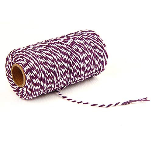 Bicolor ​String Twine, Multifunctional​ 100m Cotton Twine Durable Baker's String Perfect for Baking, Butchers, DIY Crafts, Christmas Gift Wrapping​(Purple+White)