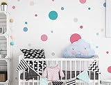I-love-Wandtattoo WAS-10372 Kinderzimmer Wandsticker Set "Kreise mit bunten Mädchenfarben in Pastell" 25 Stück Punkte zum Kleben Wandtattoo Wandaufkleber Sticker Wanddeko