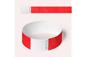 Tyvek Wristbands, 100 Pack by AA Wristbands for Parties, Security, Festivals, Events. Paper Like Wrist Bands (Red)
