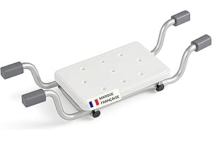 Dileci – Siège de Baignoire PMR en Aluminium et Plastique Antidérapant – Réglable en Largeur (780 à 860 mm) – Sécurité et Confort pour Personnes Âgées ou à Mobilité Réduite – Installation sans Outils