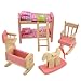 Demiawaking Delicate House Furniture Pink Wooden Dolls Toy Miniature Baby Nursery Room Crib Chair Bunk Bed Pretend Play Kids Children Gift