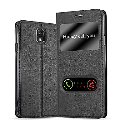 Cadorabo Coque Samsung Galaxy NOTE 3 en NOIR COMÈTE de Cadorabo (Design VIEW) Etui de Protection Complète avec Rabat à Clapet, Stand Horizontal et Vitres Pratiques en Simili-Cuir – Poche Protective Folio Housse Portefeuille avec Fermoire Magnétique…