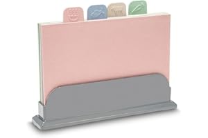 YOPOTIKA Planches à DéCouper En Plastique, 4 PièCes, Planches à DéCouper De Cuisine AntibactéRiennes AntidéRapantes Avec Support, Ensemble De Planches à DéCouper De Cuisine ColoréEs Avec Symbole Alimentaire