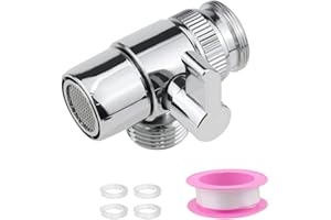 UYUYong Shower Diverter Valve 3 Way Sink Faucet Splitter 1/2 Adapter Replacement Part with Thread Tape M22 X M24 for Kitchen Bathroom -Silver