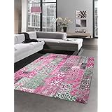 Alfombra oriental alfombra de la sala alfombras mosaico de la vendimia kelem multicolor rosa púrpura gris Größe 120x170 cm
