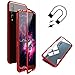 Produktbild Huawei Mate 20 Lite Hülle Magnet 9H Tempered Glass Backcover für Huawei Mate 20 Lite, Coollee Handyhülle Kreativ 360 Grad Magnetic Metall Frame Bumper Eingebaute Magnetische Adsorption Transparent Gehärtetem Glas Back Cover Klapphülle Metallrahmen Magnetverschluss Handytasche Ultra Dünne Slim Phone Case Etui Stoßabsorbierend Shockproof Schutzhülle Huawei Mate 20 Lite (Klar Rot)
