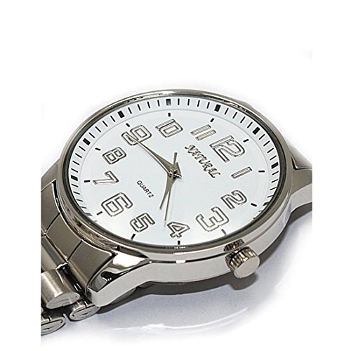 Alexis Armbanduhr Quarz Unisex Runden Japan Miyota 2035 Movement Glanzendes Silber Edelstahlband Weis Dial Alexis Armbanduhr Quarz Unisex Runden Japan Miyota 2035 Movement Glanzendes Silber Edelstahlband Weis Dial