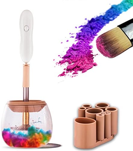 Makeup Brush Cleaner - Makeup Brush Cleaner Kits and Dryer Electric Automatic Machine,Wash &amp; Dries Makeup Brushes Spinner in Seconds in 360 Rotation with 8 Rubber Collars