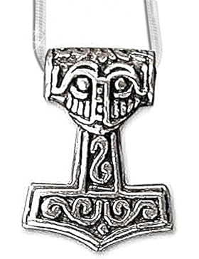 Anhänger kleiner Thors Hammer 925er Silber Keltischer Schmuck Amulett - Schutzamulett - mit 1,2mm Schlangenkette...