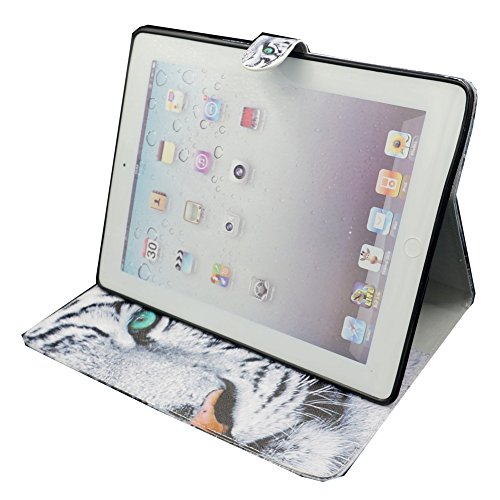 TOCASO Schutzhülle für iPad 2 / 3 / 4 Hülle Cartoon Tiger Muster Flip Cover Case Book Soft PU Leder Bunt Painted Tasche Scratch Resistance Ledertasche Etui Rückseite Backcover mit Stand Function Magnetverschluss für iPad 2 / iPad 3 / iPad 4 - 5