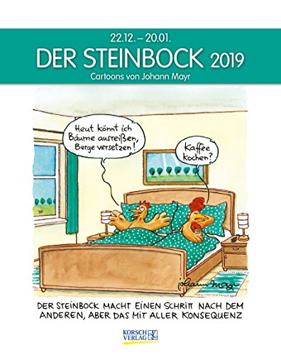Steinbock 231819 2019: Sternzeichenkalender-Cartoonkalender als Wandkalender im Format 19 x 24 cm.