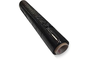 SUPER MUNDO SM Super Mundo - Film Transparente para Embalaje Plástica de 50cmx200m y23 micras, Alta Elasticidad para Palets, Mudanzas y Envíos (Negro, 1 Rollo)