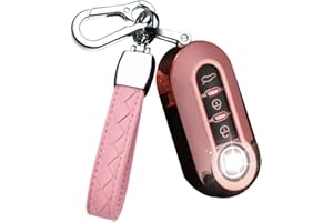 HIBEYO Klapp Autoschlüssel Hülle passt für FIAT Schlüsselhülle Silikon Schlüsselschutz für FIAT 500 Panda Punto Lancia Ypslon Delta Grande Bravo Schutz Etui für Fernbedienung 3-Tasten-Rosa