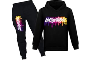 NILKOOZ Kids Tracksuit Set, 2Pcs Letter Printed Hoodie and Pants for 1-13 Years, Relaxed Fit, Machine Wash, Unisex, Multiple Colors, Multiple Sizes