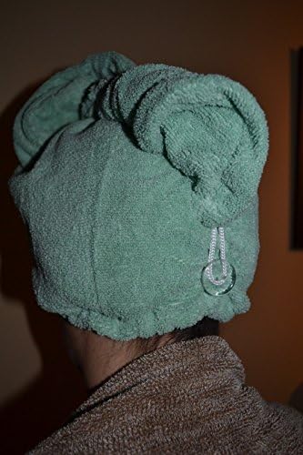 Microfibre Hair Turban - Elastic edges - Green - 1 Size