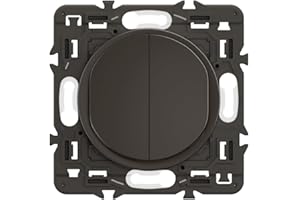 LEGRAND - Interrupteur Double ou Va-et-vient - 10A - Commande d'Eclairage Complète - A compléter avec une plaque - Noir