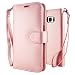 Produktbild Leathlux Galaxy S7 edge Hülle Pink , Reine Farbe Premium PU Leder Schutzhülle Bookstyle Tasche Schale TPU Case mit Trageschlaufe Standfunktion Cover für Samsung Galaxy S7 edge 5.5"