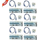 LongXi (6 Pack) PCI-E PCI 1x to 16x PCIE USB 3.0 Express Riser Card GPU Graphic Card Crypto Currency Mining（PCIE 6Pin + Molex 4pin + Sata 15pin power supply）3 kinds of interface power supply