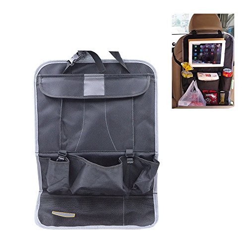 SHiZAK Car Back Seat Pocket Auto Seatback Storage Bag Hanging Pouch Travel Holder with Screen Tablet Pad Pocket(Black)