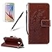 Produktbild Girlyard PU Lederhülle für Samsung Galaxy S5/ S5 Neo Wallet Flip Case, Elegant Blumen Pflaumenblüte Muster Schutzhülle mit Lanyard Strap Handyhülle Standfunktion Karteneinschub und Magnetverschluß Etui - Braun