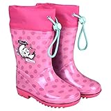  Botas de Agua Niñas Minnie Mouse - Botines Impermeables Infantiles Official Disney Minni Estampado Dots Lunares - Suela Antideslizante y Cierre Cordón - Rosa Fucsia - 5 Tallas Diferentes (22/23, Rosa)